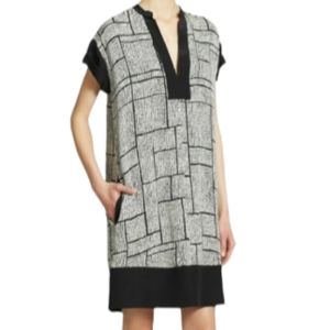 Vince Monochrome Block Pattern Mini Dress